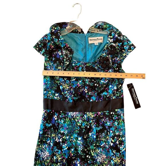 Another Time Dress Women's 10 Multicolor Floral Cotton Lined Round Neck Back Zip - Picture 7 of 7